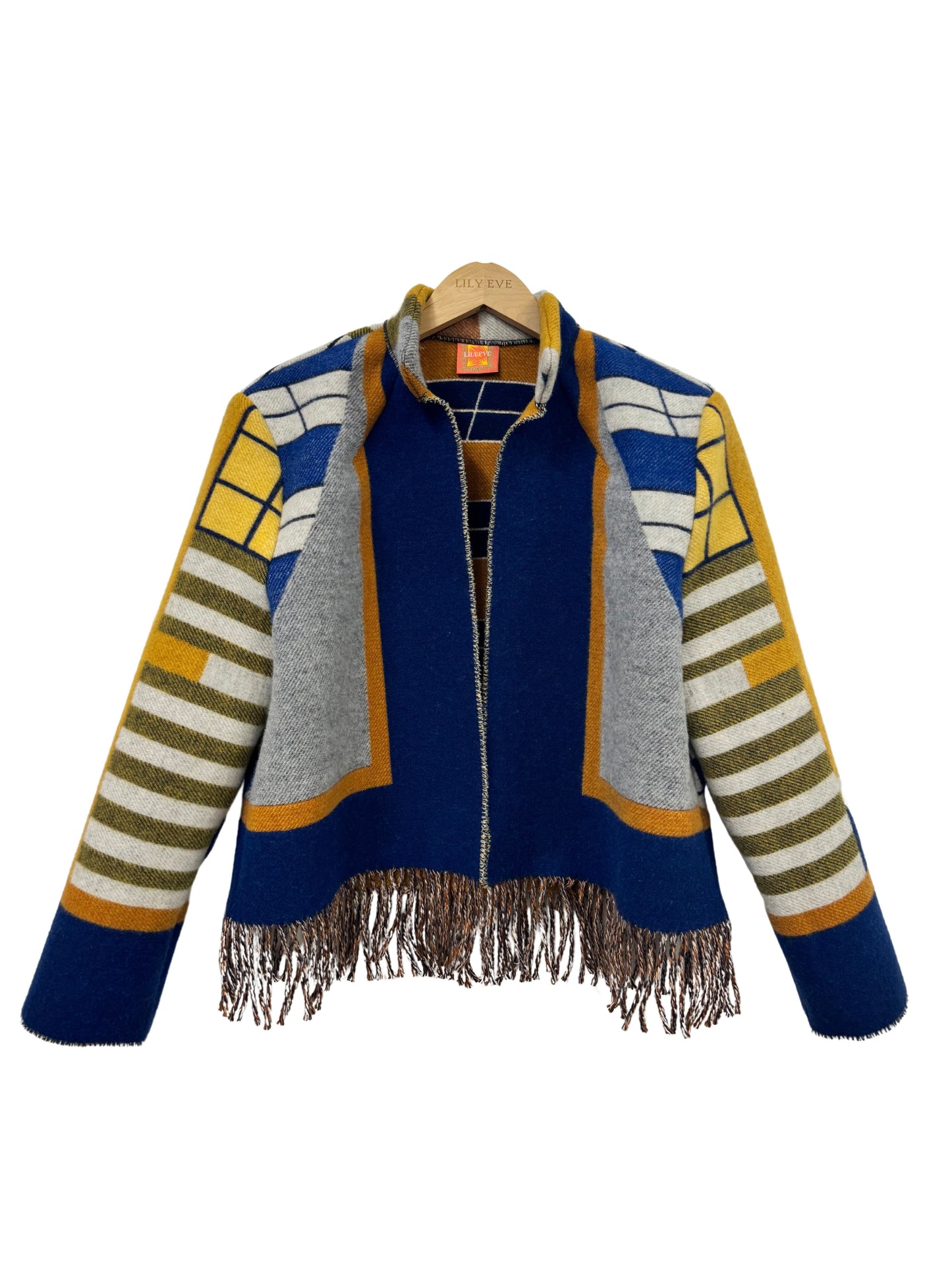 The Navy Geometric Fringe Jacket