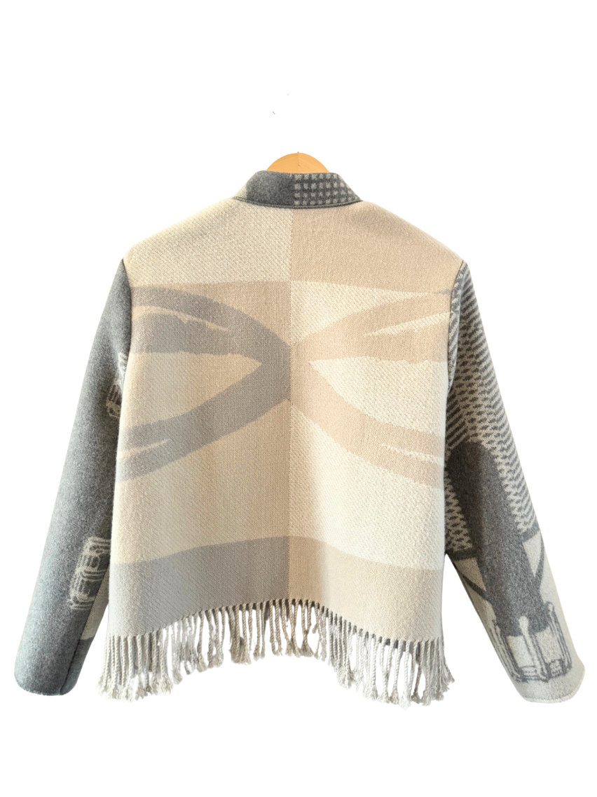 The Creme & Grey Fringe Jacket