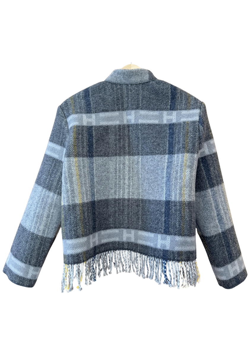 The Navy Geometric Fringe Jacket