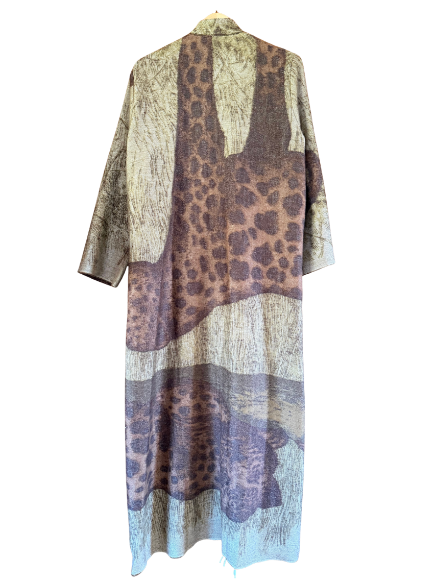 The Beige Leopard Fringe Coat