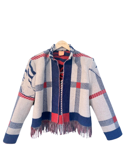 The Navy & Red Tiger Fringe Jacket