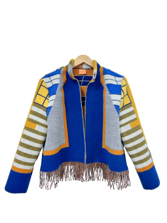 The Navy Geometric Fringe Jacket