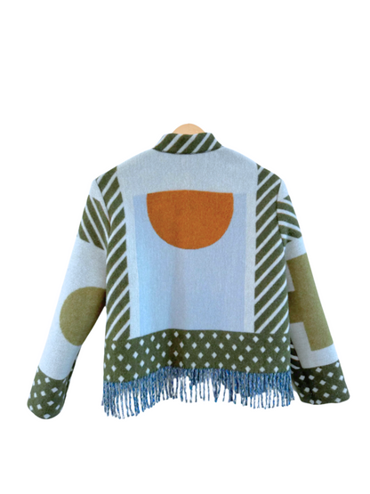 The Green Geometric Fringe Jacket