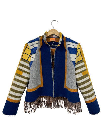 The Navy Geometric Fringe Jacket