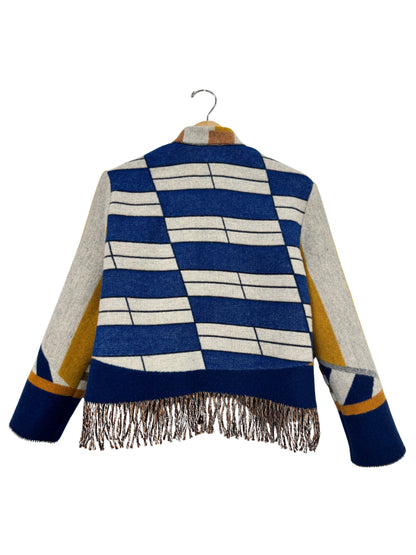 The Navy Geometric Fringe Jacket