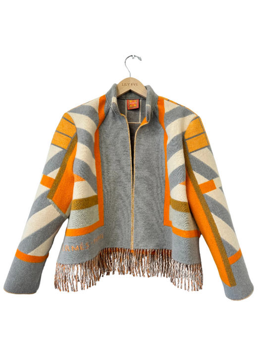 The Orange Geometric Fringe Jacket