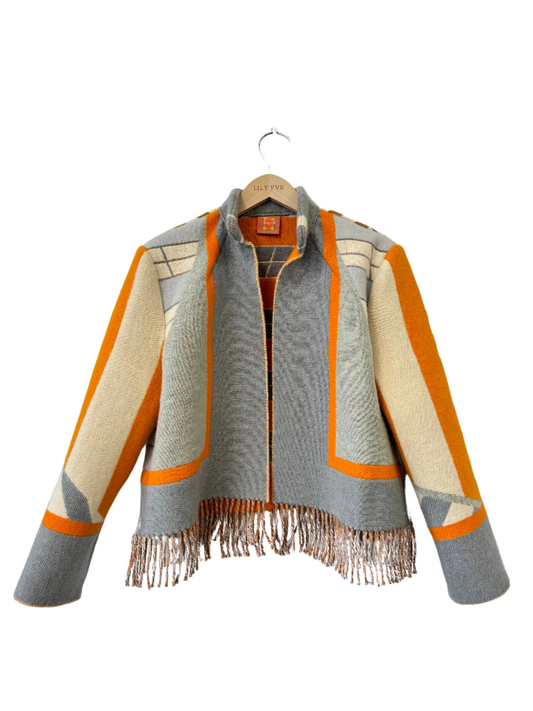 The Orange & Grey Fringe Jacket