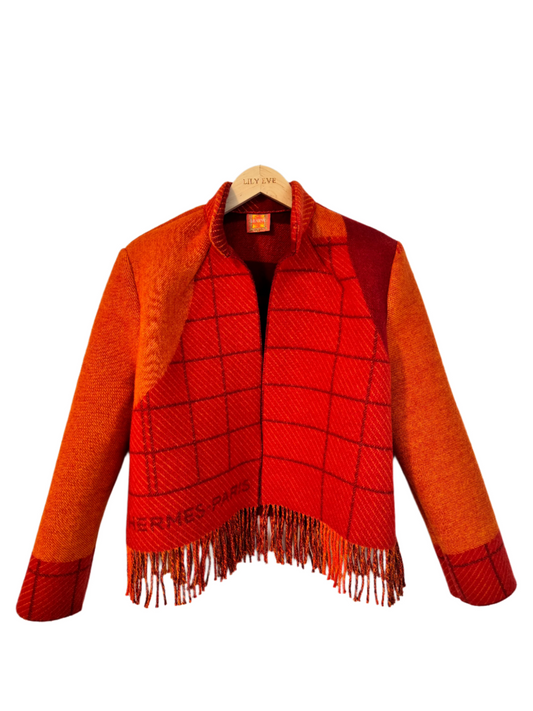 The Red Fringe Grid Jacket