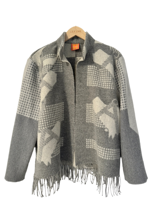 The Grey Grid Fringe Jacket