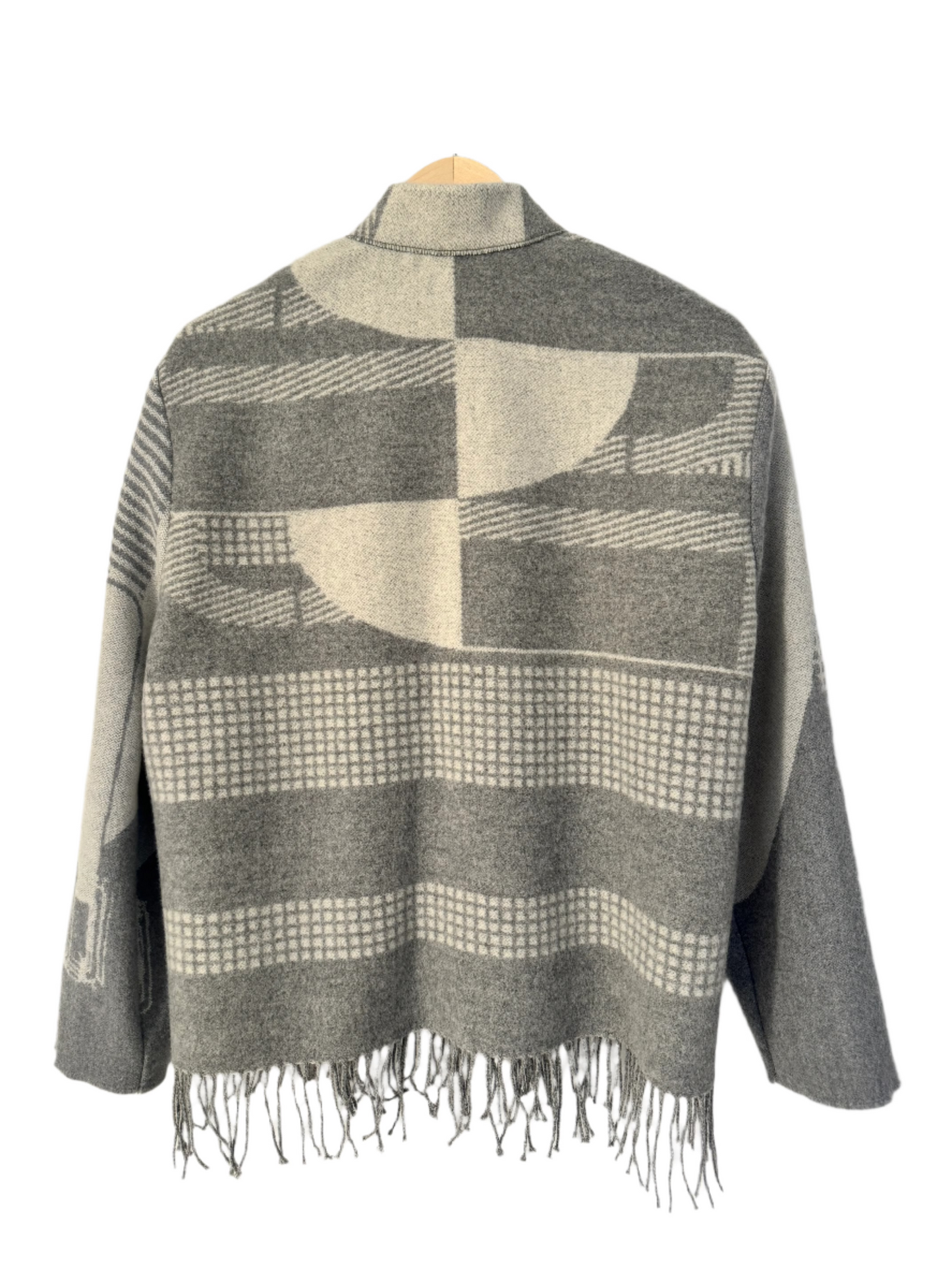 The Grey Grid Fringe Jacket