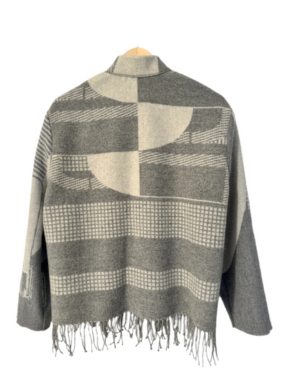 The Grey Grid Fringe Jacket