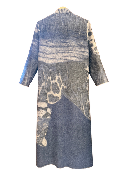 The Navy Leopard Fringe Coat