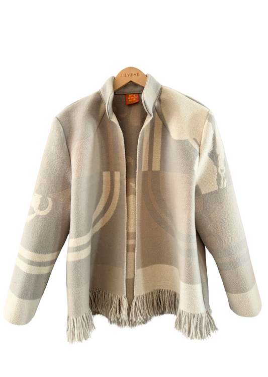 The Grey Grid Fringe Jacket