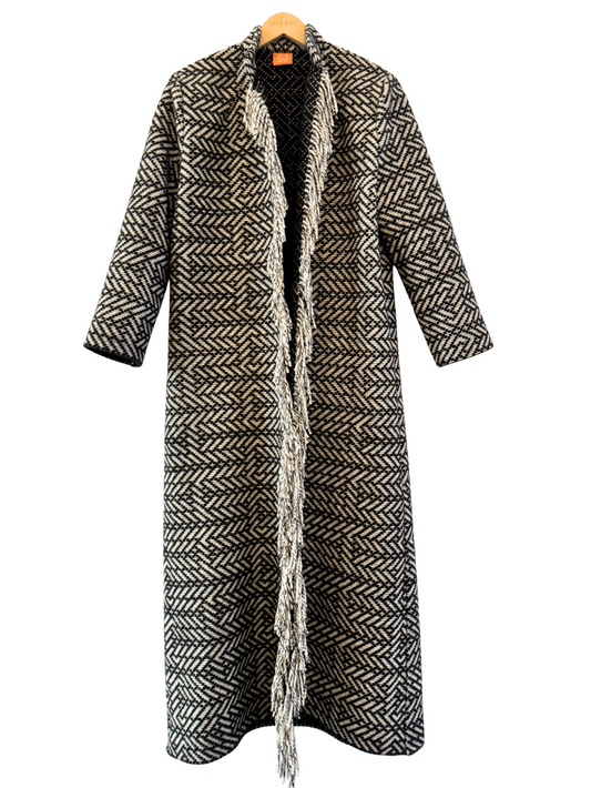 The Symmetrical Grey Fringe Coat