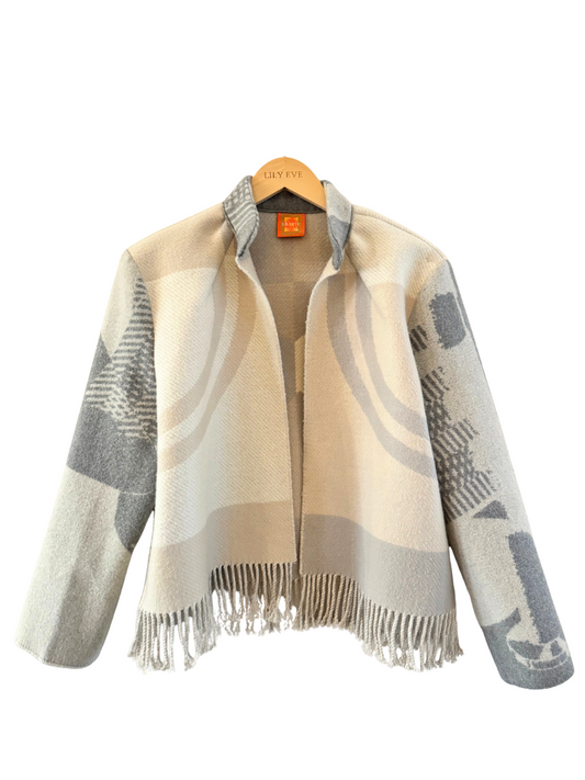 The Creme & Grey Fringe Jacket