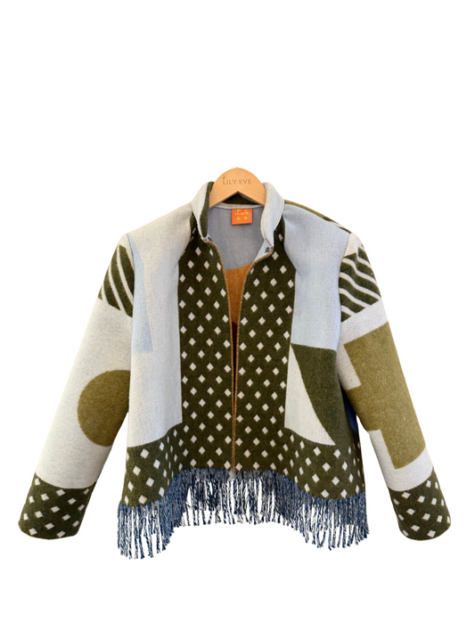 The Abstract Green Fringe Jacket