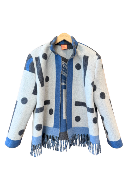 The Navy Polka Dot Fringe Jacket