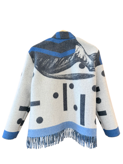 The Navy Polka Dot Fringe Jacket