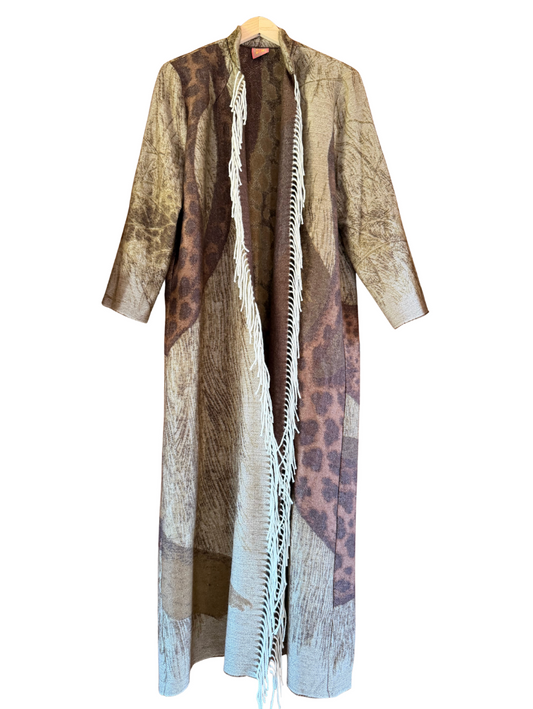 The Beige Leopard Fringe Coat