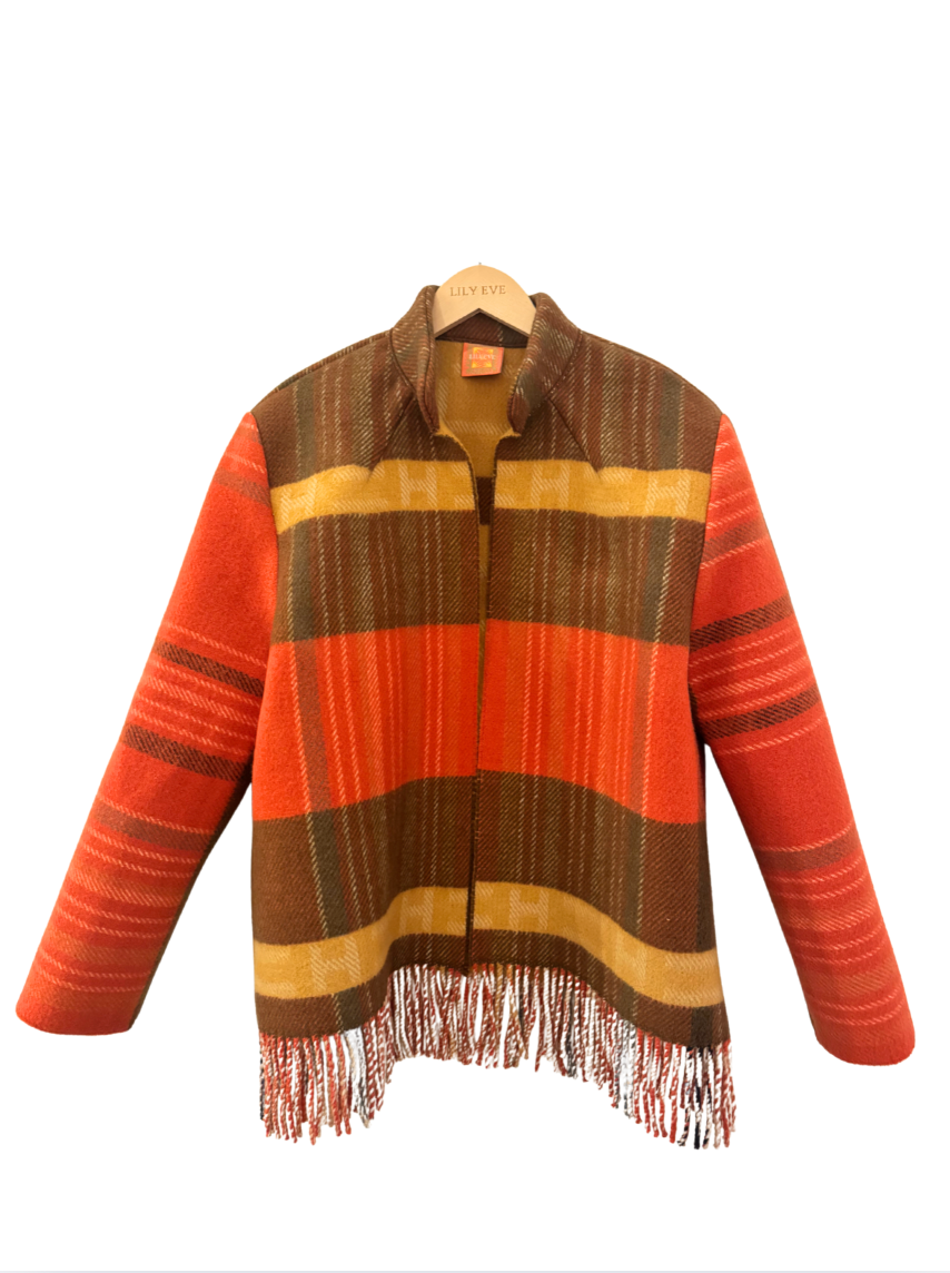 The Plaid Stripe Fringe Jacket