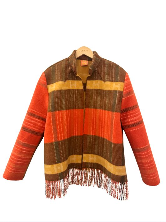 The Plaid Stripe Fringe Jacket