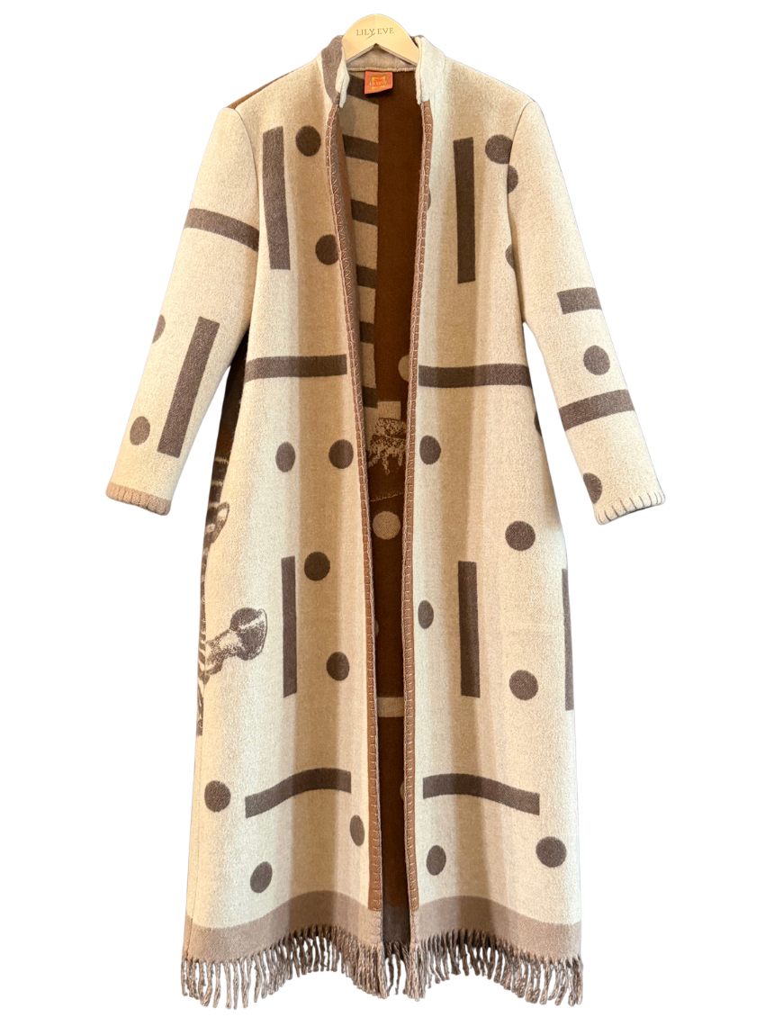 The Brown Polka Fringe Coat