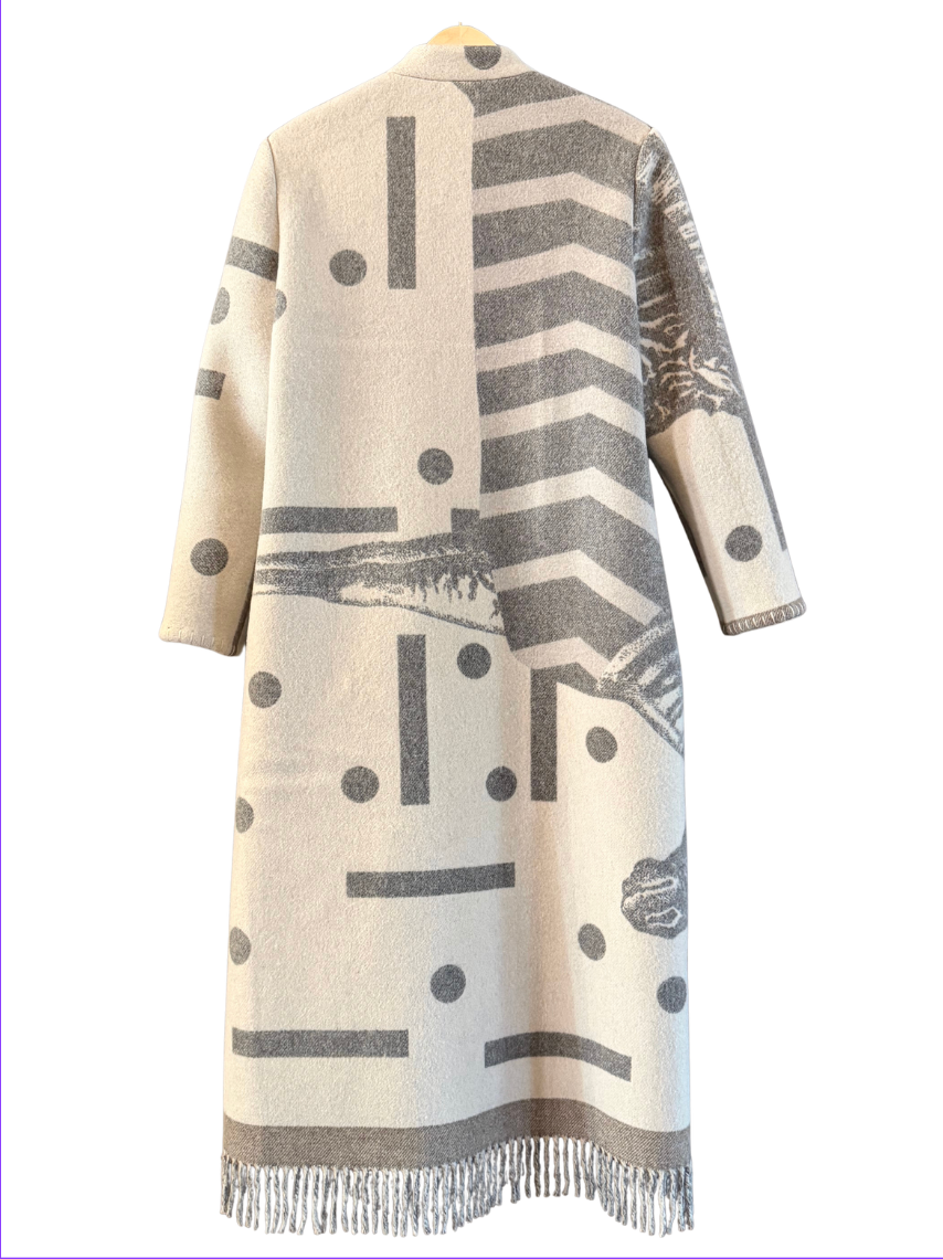The Grey Polka Fringe Coat
