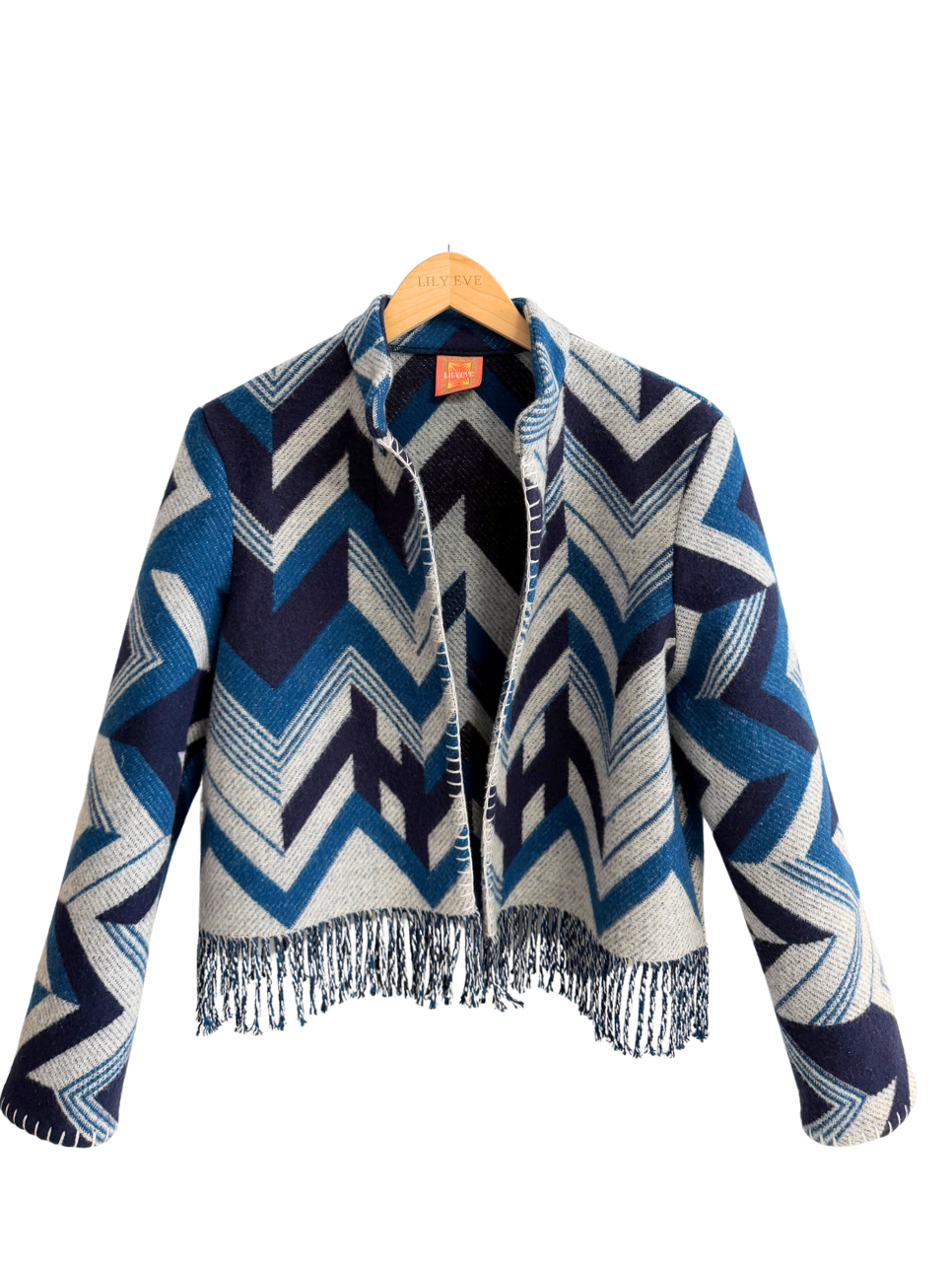 The Navy Zig Zag Fringe Jacket