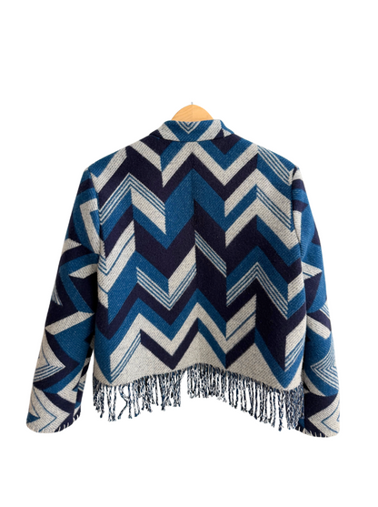 The Navy Zig Zag Fringe Jacket