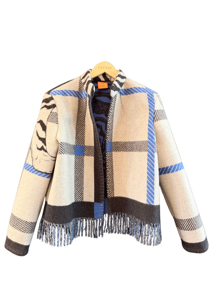 The Navy Leopard Fringe Jacket